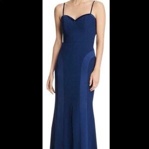 Aidan Mattox Navy Spaghetti-Strap Maxi Dress